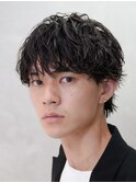 天神10代20代シャドウパーマゆるめメンズマッシュウルフカット