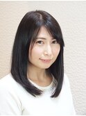 ナチュラルミディアムストレート　～黒髪ロブで大人可愛い～