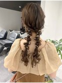 ボブウルフ小顔ネビージュワンレンヘアセット結婚式成人式