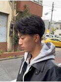 フェザーパーマ/センターパート/ニュアンスパーマ/刈り上げ