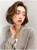 大人可愛い/耳かけショートボブ/メルティカラー/似合わせ