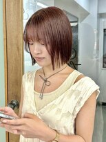 ヒビヲ(HIBIO)&nbsp;タッセルボブ切りっぱなしボブピンクベージュショートボブ韓国