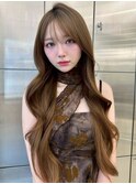 オリーブグレー/レイヤーカット/黒髪/マロンベージュ/新宿