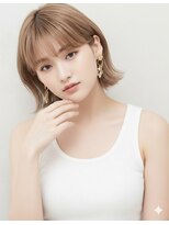 アース 大曽根店(HAIR&MAKE EARTH) earthショートレイヤーボブミルクティー丸みショートボブ