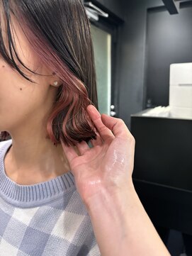 ケンジ 横浜(KENJE) イヤリングカラー/ピンクベージュ/インナーカラー/ボブ