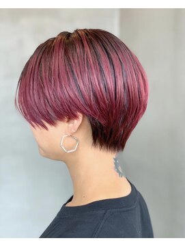 テトヘアー(teto hair) short［マッシュショート赤髪ピンクセンターグラデーション］