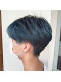 ビジカジハンサムショートツーブロックオーシャンブルー