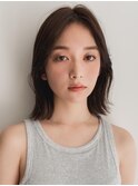 ゆるっと柔らかストレート外ハネボブ　黒髪