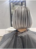 バレイヤージュ ハイライト 白髪ぼかし 白髪活かし