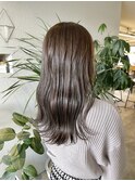シアーアッシュベージュ×コテ波巻き