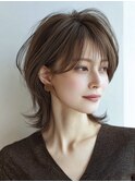 ショートウルフ白髪ぼかし脱白髪染め30代40代50代60代♪