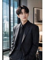 MEN's Baguz MEN'Sカット/ MEN'Sパーマ/ MEN'Sカラー 韓国風センターパート毛流れメンズビジネスヘア