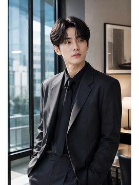 メンズバグズ(MEN's Baguz) 韓国風センターパート毛流れメンズビジネスヘア