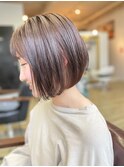 「NUDE」# 春カラー 艶カラー ピンクベージュ  透け感 ミニボブ