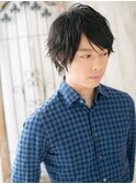 ≪mod's men≫アッシュブラックで無造作プチウルフ束感ショートP