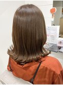 髪質改善カラー/アンバーベージュ/外はね/くびれヘア