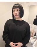 オン眉レイヤーボブ　外ハネボブ　似合わせカット　ワイドバング