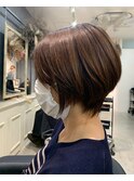 全世代★大人かわいい前髪長めマニッシュ丸みショートボブ