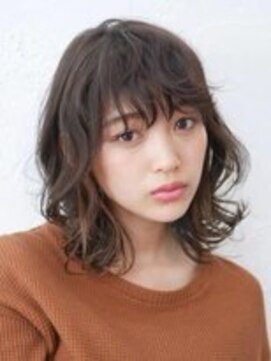 アース 川崎店(HAIR&MAKE EARTH) レディース_ミディアム_コテ巻き_パーマ_ブラウン_小顔
