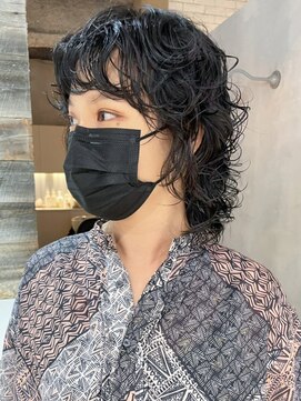 アルバム 池袋(ALBUM) ウルフパーマ_斜めバンググレージュカラー_ba409562