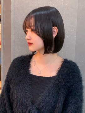 ロンド 表参道店(Lond) ◇顔周りカット 前下がりボブ 小顔カット 黒髪 表参道