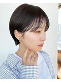  大人ショートボブ黒髪ショートカットマッシュショート前髪あり