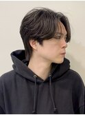 韓国風センターパートシースルーバングメンズ透明感カラー