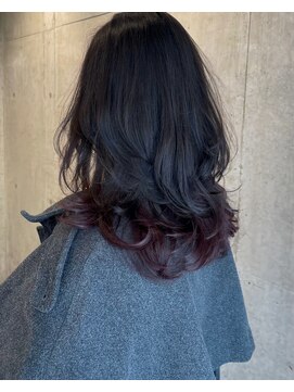 ロッカヘアエジェ(ROCCA hair eje.) 暗髪ブラック×ボルドーレッドレイヤー