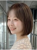 大人可愛いシースルーバングx 小顔ナチュラルボブ