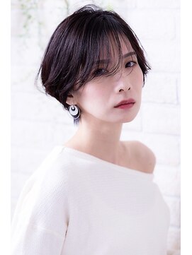 ヘアーアートシフォン 池袋西口店(Hair art chiffon) 暖色系カラーピンクグレージュアンニュイ外ハネ切りっぱなしロブ