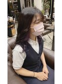 インナーカラー/パープル/韓国ヘア/落ち着いたグレージュ