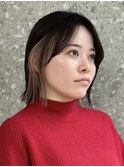 ショートボブインナーカラーベージュレイヤーカットハイトーン