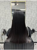 大人可愛い透明感立体感グレージュ×エアストレート