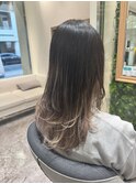 ロンググラデェーションカラーアッシュベージュミルクティー