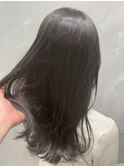 韓国風カットフェミニンミディアムくびれスタイルグレージュ