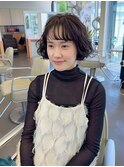 デザインパーマ/ショートボブ/ナチュラルブラウン