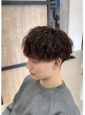 大分メンズ刈り上げショートマッシュツイストスパイラルパーマ