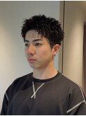 面長に合わせる大人のピンパーマショート