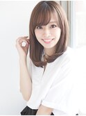 ナチュラルフェミニン王道ツヤ感ストレート内巻き大人ミディアム