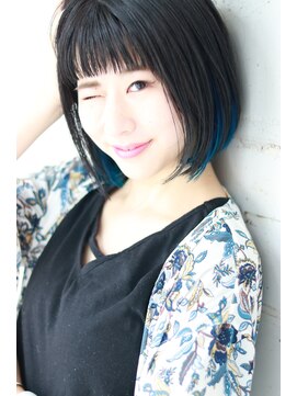 ステラ ヘア デザイン サロン(STELLA hair design salon) パッツンボブ　インナーブルー　S
