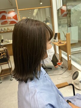 ヘアーアンドスパ メル(hair&spa m.e.l by origami) くびれボブ×オリーブベージュ