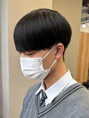 黒髪マッシュナチュラルマッシュメンズヘア韓国ツーブロック