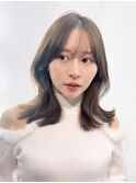 ロング顔周りレイヤーくびれヘア美髪韓国ヘア_89903