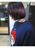 ワインレッドチェリーレッドブリーチなし暖色カラーボブミニボブ