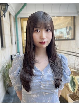 ラグーン 原宿 表参道(LAGOON) 艶髪韓国風小顔前髪ワンカールレイヤーカットグレージュ