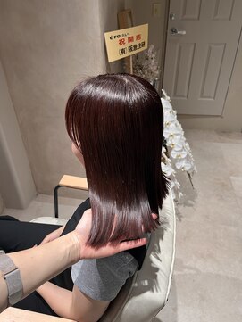 エラ(ere) ブリーチなしボルドー レッドブラウン 暖色カラー 艶髪