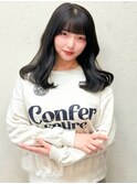 新宿韓国ヘア/ミディアム/ダークグレー/前髪