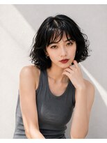 ノラ シブヤ(NORA)&nbsp;小顔ミディアムパーマミディアムデジタルパーマボブパーマ前髪