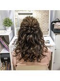 ねじりハーフアップ/ヘアセット/ヘアメイク/編み込み/三つ編み
