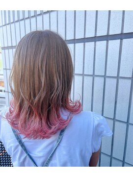 カリフ 大船(calif.) 【calif.】裾カラーピンク×外ハネミディ